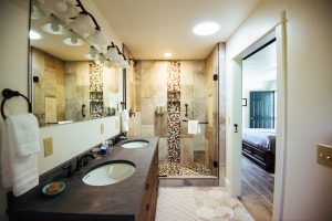 Bathroom in the Franz Pott Guest Room at Healing Waters Lodge