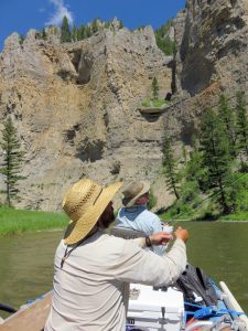 Fly fishing from a boat on the Smith River