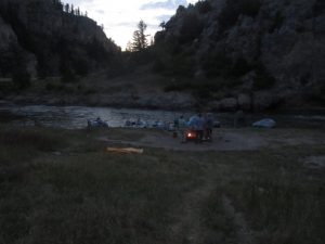 Evening in camp during a float trip on the Smith River