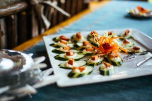 Smoked Salmon Cucumber Rounds at Healing Waters Lodge