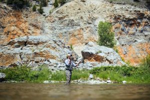 Fly fishing angler on the Smith River - Montana