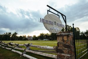Signage of Healing Waters Lodge
