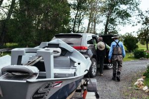 Guests Donna and Chet heading out for a day of fly fishing with Healing Waters Lodge