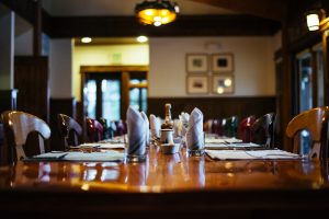 Dining table at Healing Waters Lodge