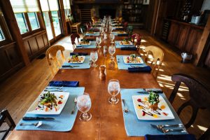 Dining table at Healing Waters Lodge in Montana